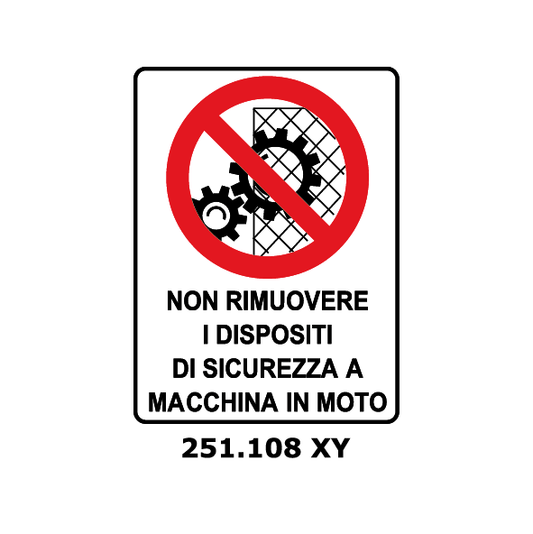 Targa NON RIMUOVERE I DISPOTIVI DI SICUREZZA a macchina in moto - Trust Print